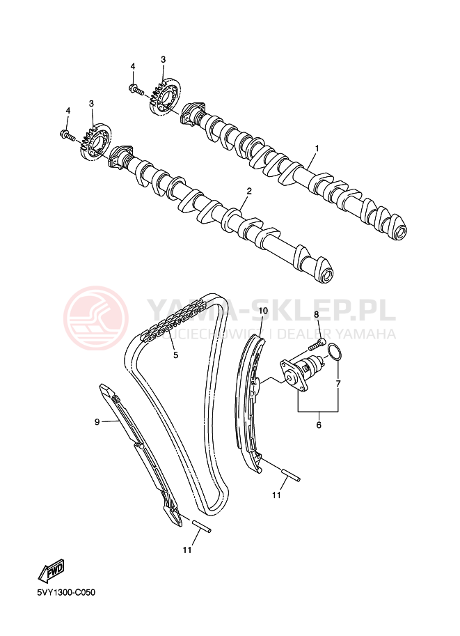 Schemat "Rozrząd - łańcuszek" do Yamaha YZF-R1