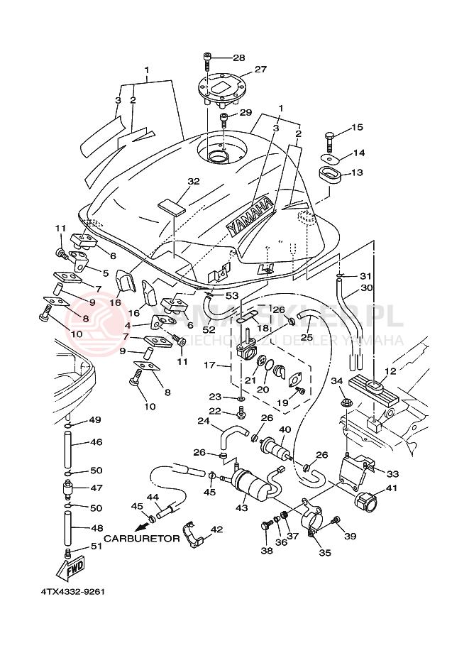 Schemat "zbiornik paliwa" do Yamaha TDM850