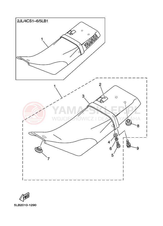 Schemat "siedzenie" do Yamaha TW200