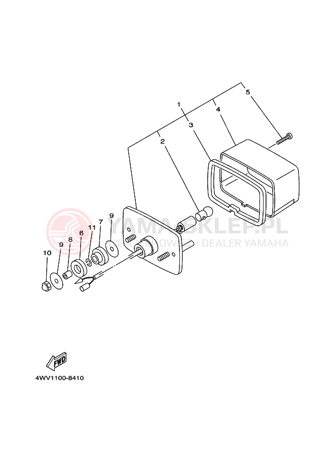 Schemat "Oświetlenie tył" do Yamaha YFM600FWA