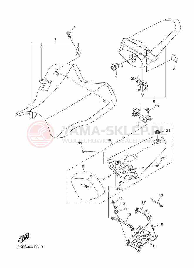 Schemat "siedzenie" do Yamaha YZF-R1M
