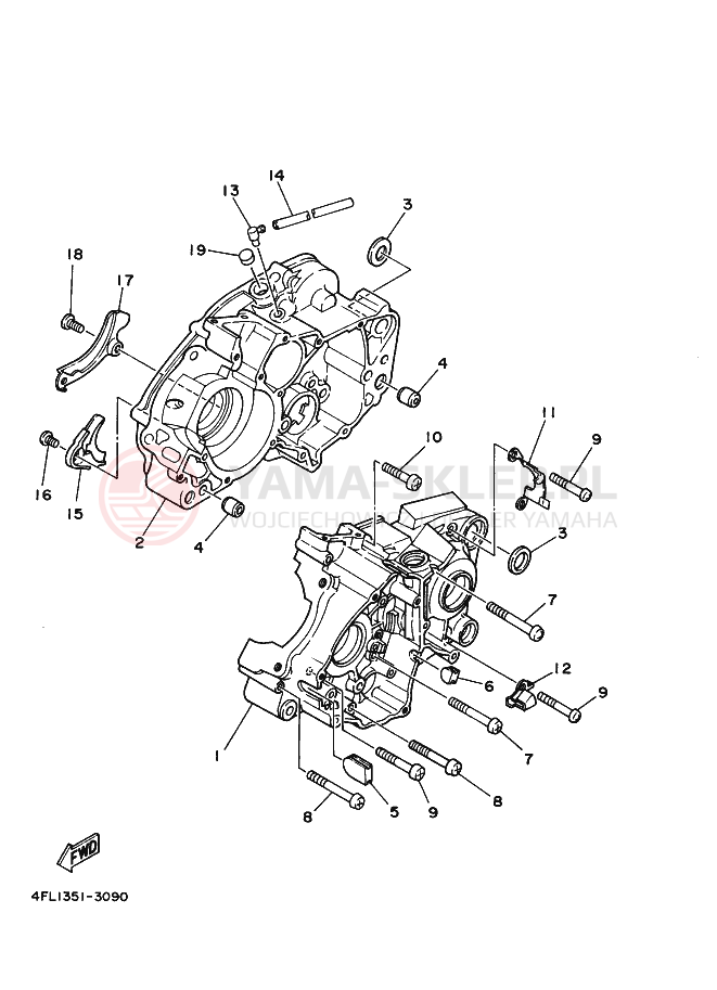 Schemat "Obudowa silnika" do Yamaha TZR125