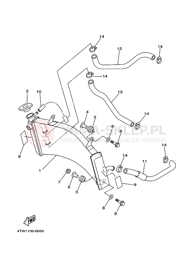 Schemat "Układ chlodzenia" do Yamaha TZ250