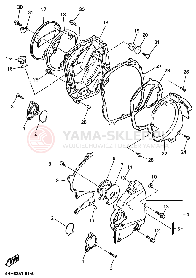 Schemat "Pokrywa silnika" do Yamaha GTS1000