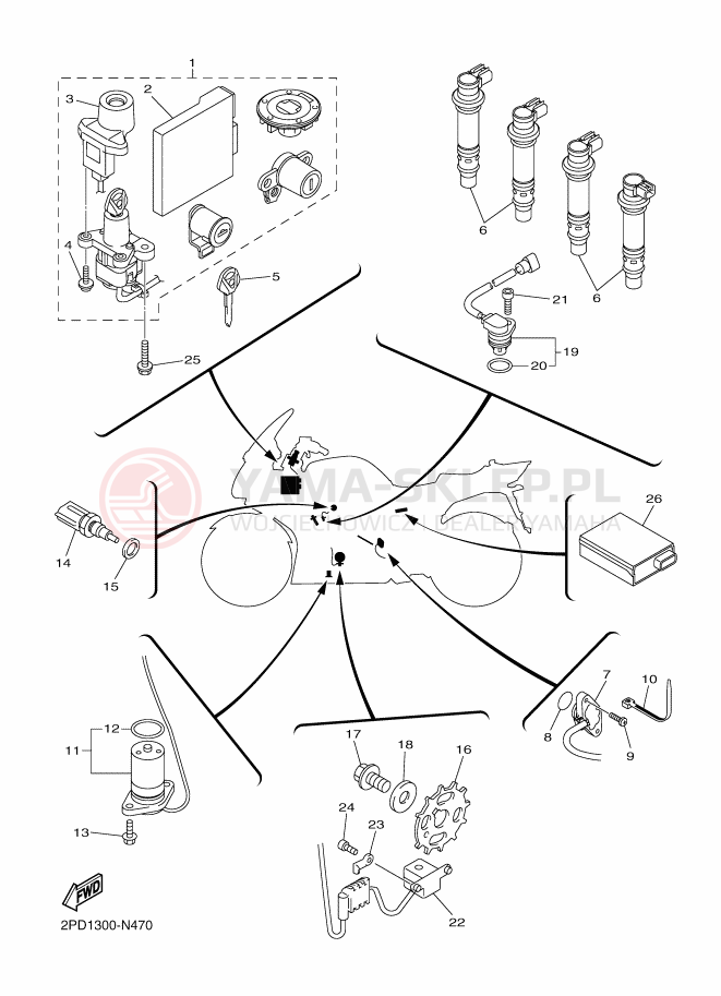 Schemat "układ elektryczny" do Yamaha FJR1300-AE