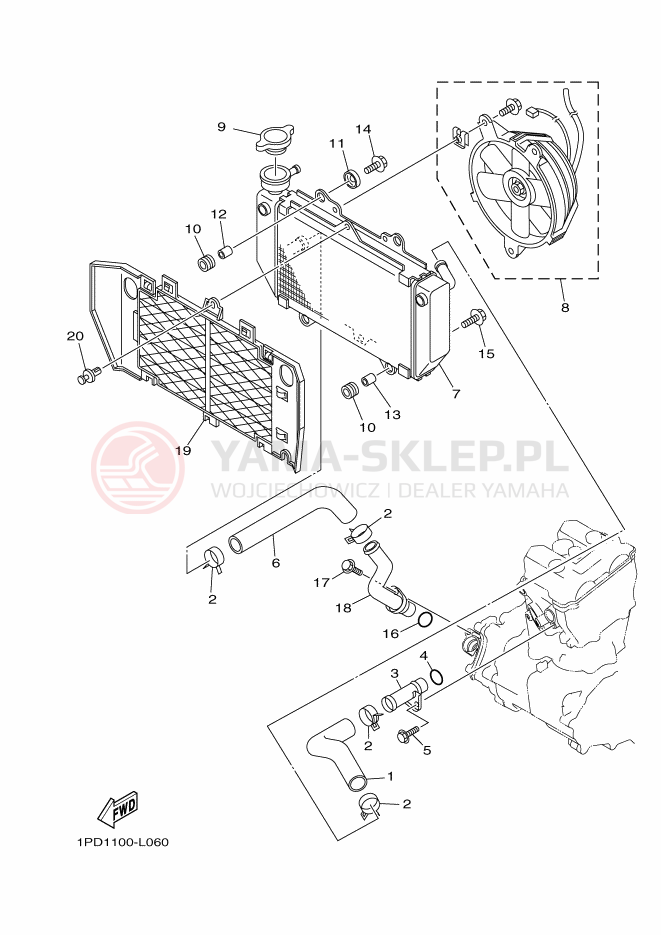 Schemat "Układ chlodzenia" do Yamaha YFZ450B
