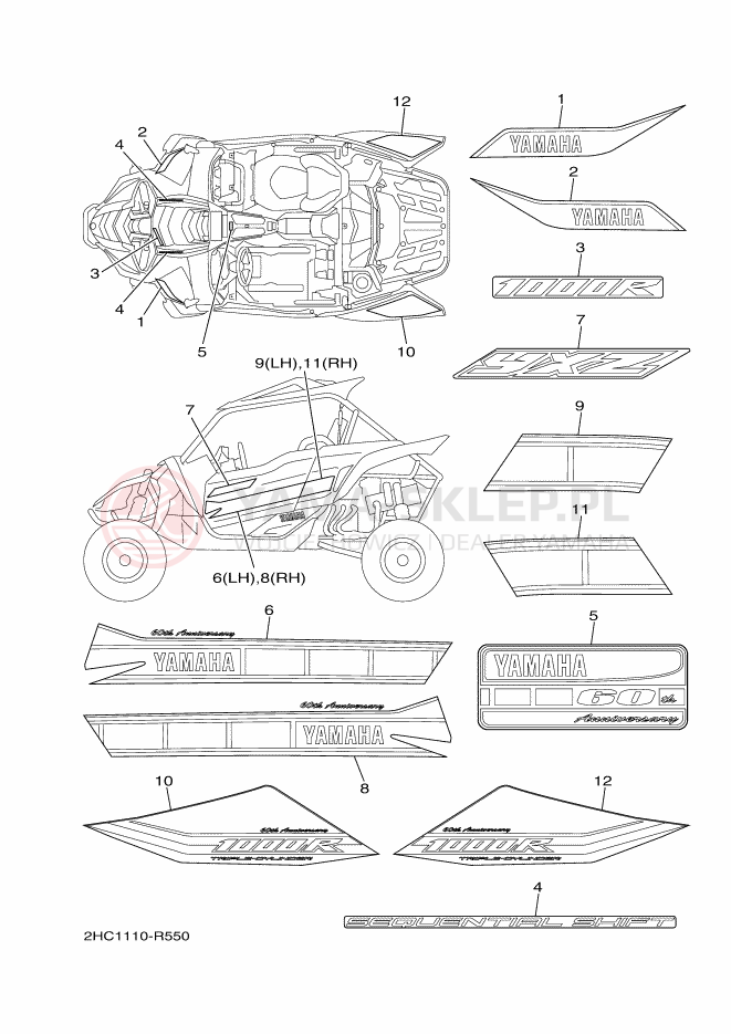 Schemat "naklejki" do Yamaha YXZ1000R SE