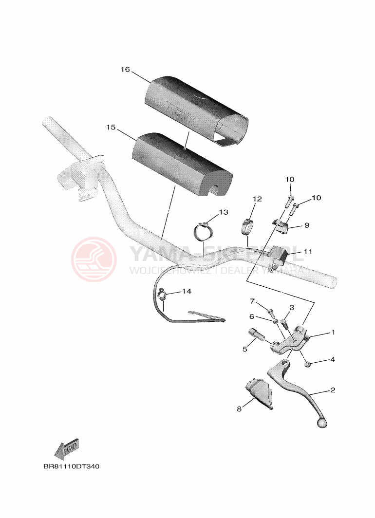 Schemat "Kierownica i osprzęt" do Yamaha YZ65