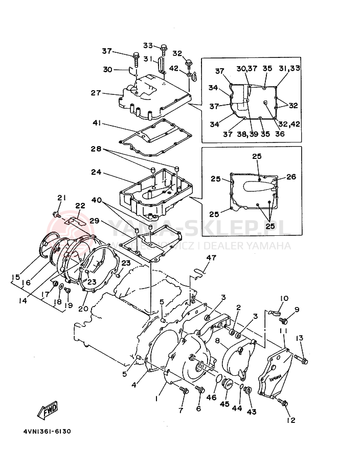 Schemat "Pokrywa silnika" do Yamaha TRX850