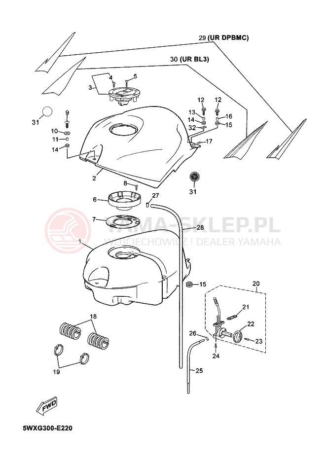 Schemat "zbiornik paliwa" do Yamaha TZR50