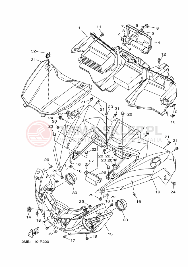 Schemat "PRZEDNI BŁOTNIK" do Yamaha WOLVERINE R