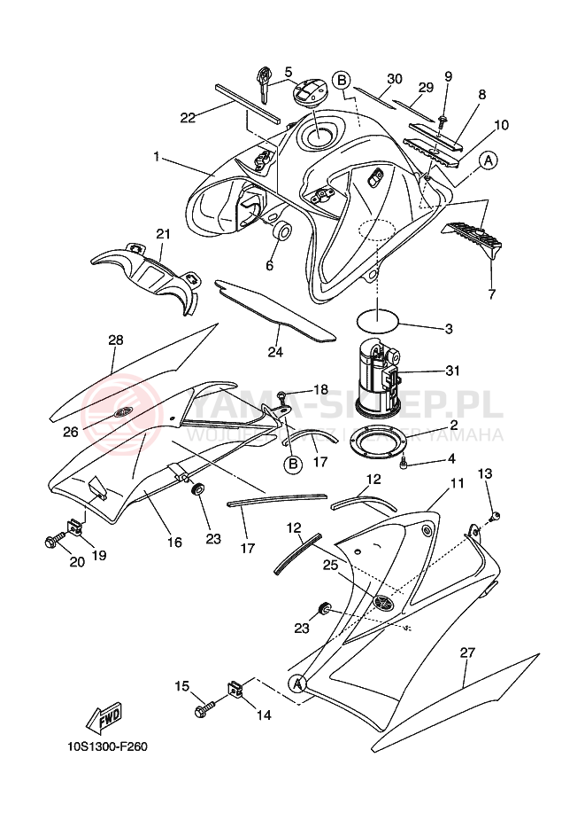 Schemat "zbiornik paliwa" do Yamaha XT660X