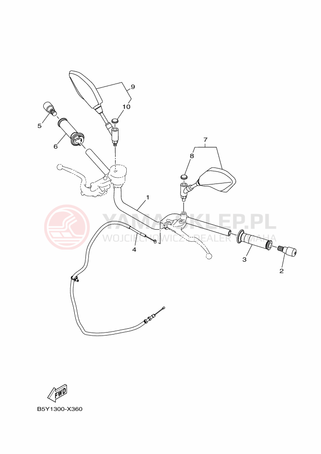 Schemat "Kierownica i osprzęt" do Yamaha MT-10