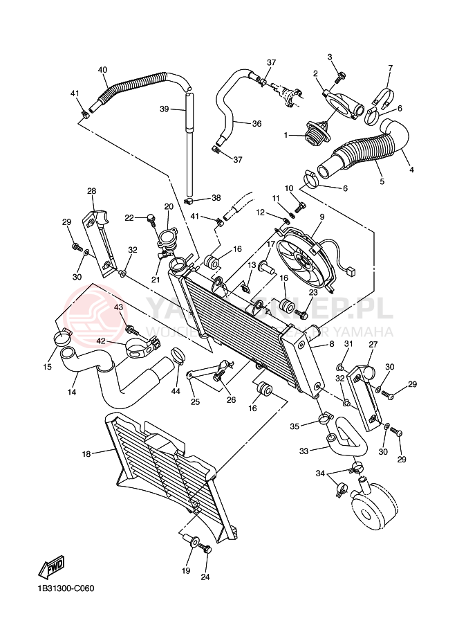 Schemat "Układ chlodzenia" do Yamaha FZ6-N FZ6
