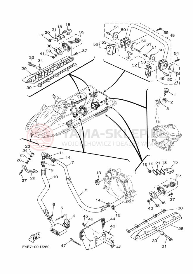 Schemat "HULL & DECK" do Yamaha VX CRUISER HO