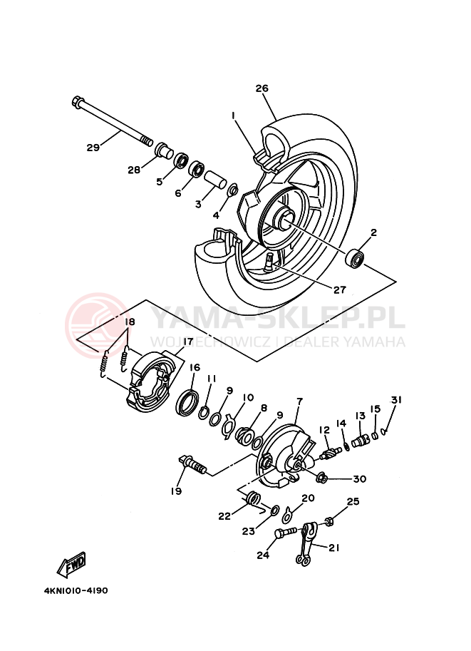 Schemat "Koło przód" do Yamaha BA50N GEAR