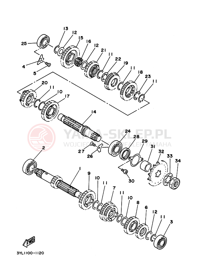 Schemat "Skrzynia biegów " do Yamaha TZ250