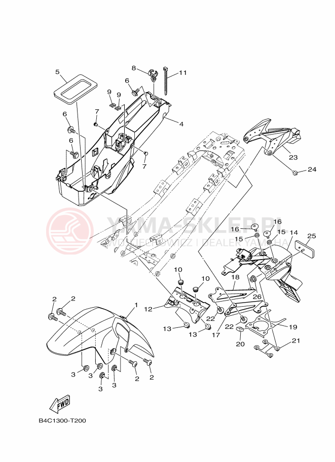 Schemat "błotnik" do Yamaha MT-07 ABS