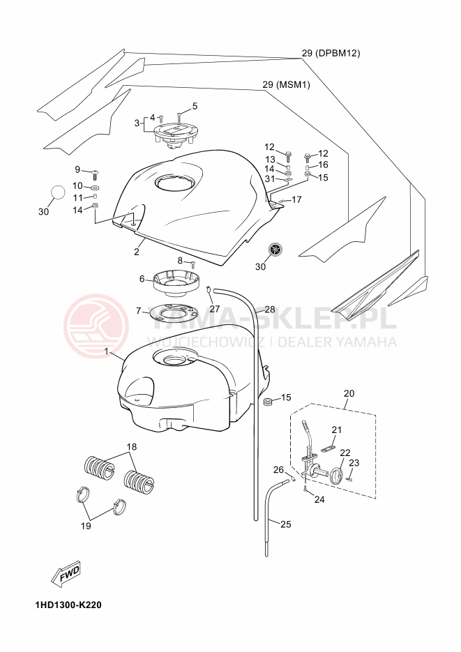 Schemat "zbiornik paliwa" do Yamaha TZR 50