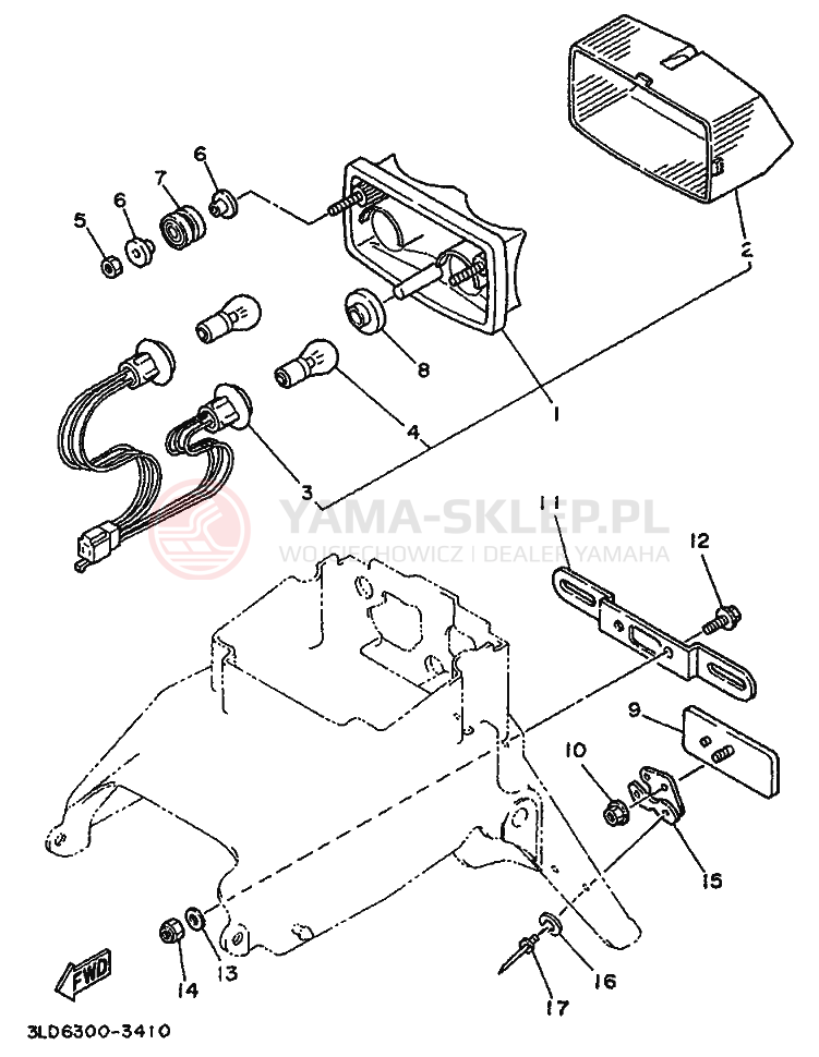Schemat "lampa tył" do Yamaha XTZ750 SUPERTENERE