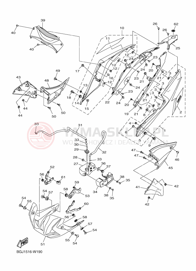 Schemat "Pokrywa boczna" do Yamaha MT-03