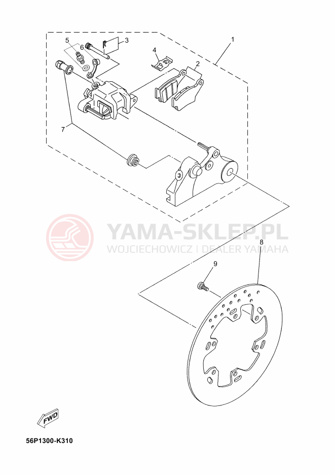 Schemat "TYLNI HAMULEC" do Yamaha XT660Z ABS