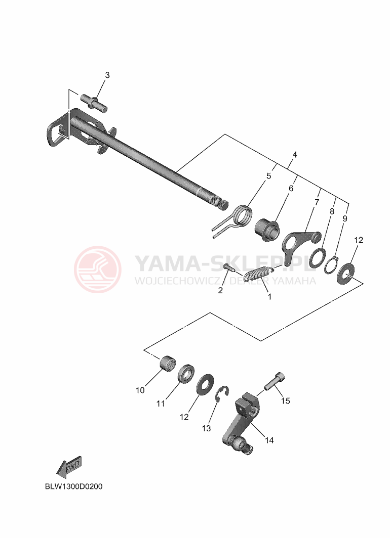 Schemat "Dźwignia zmiany biegów, wałek" do Yamaha MT-07 35KW