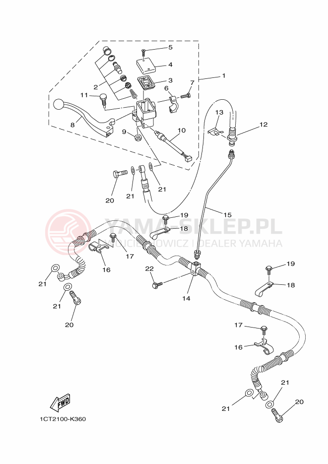 Schemat "Pompa hamulcowa przednia" do Yamaha YFM450FWAD