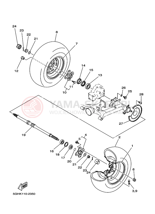 Schemat "Koło tył" do Yamaha YFM400FWA
