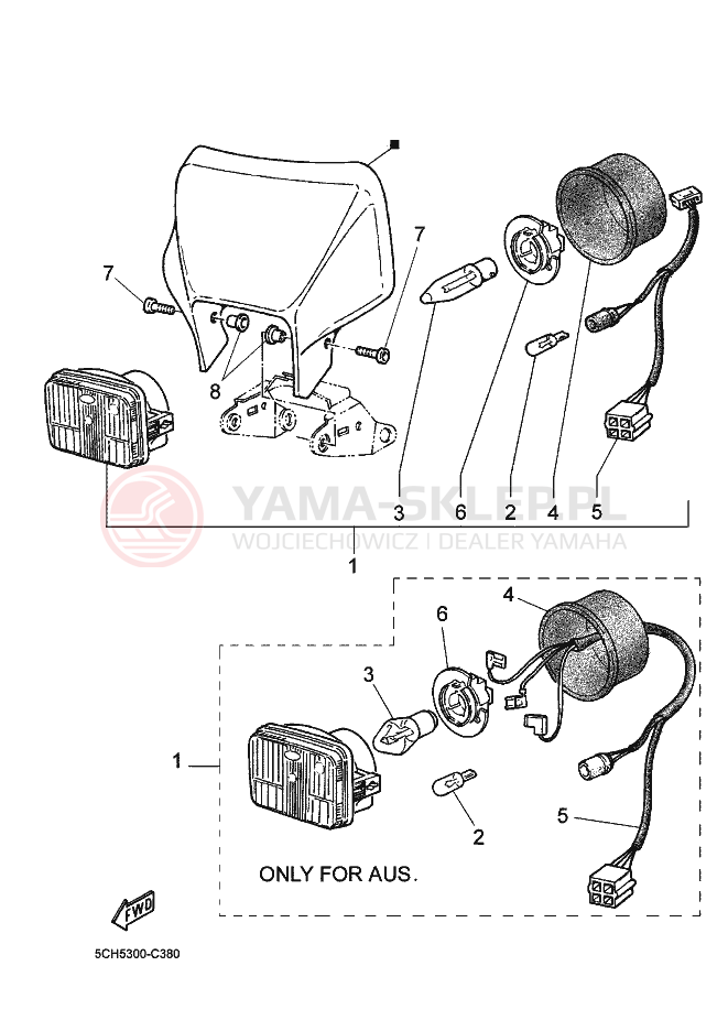 Schemat "Lampa przód" do Yamaha TT600RE