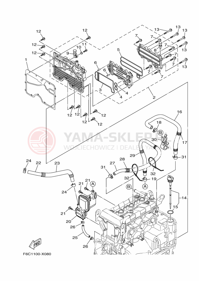 Schemat "Chłodnica oleju" do Yamaha JB1050-X