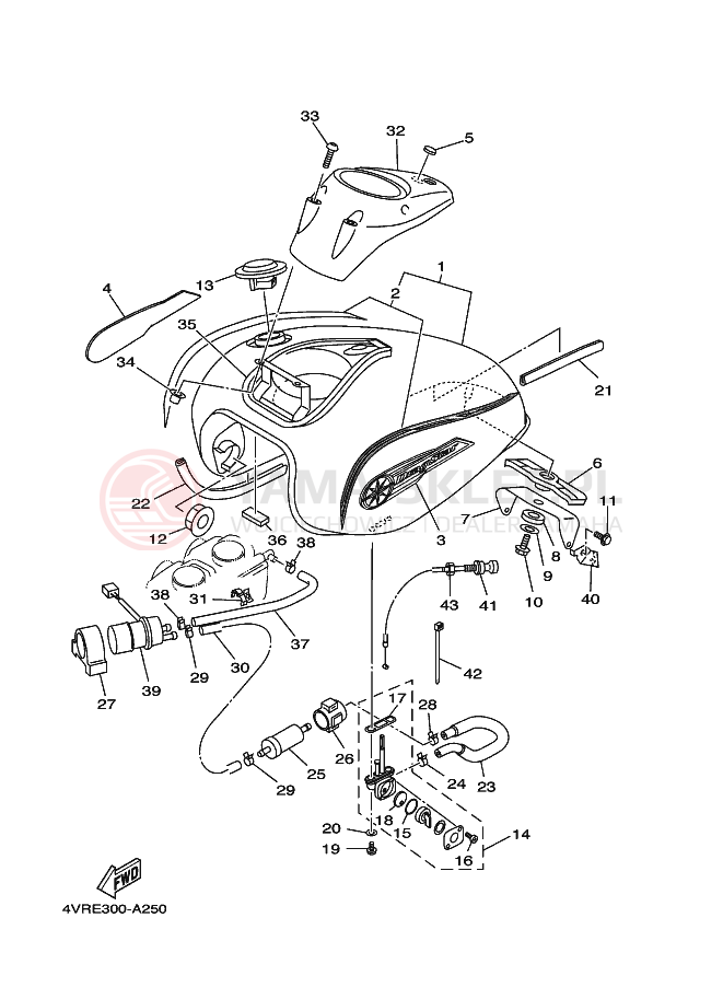 Schemat "zbiornik paliwa" do Yamaha XVS650 DRAGSTAR
