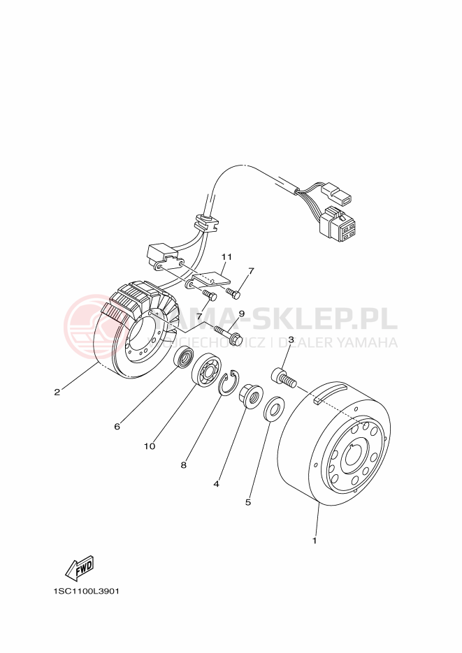 Schemat "alternator" do Yamaha YFM300