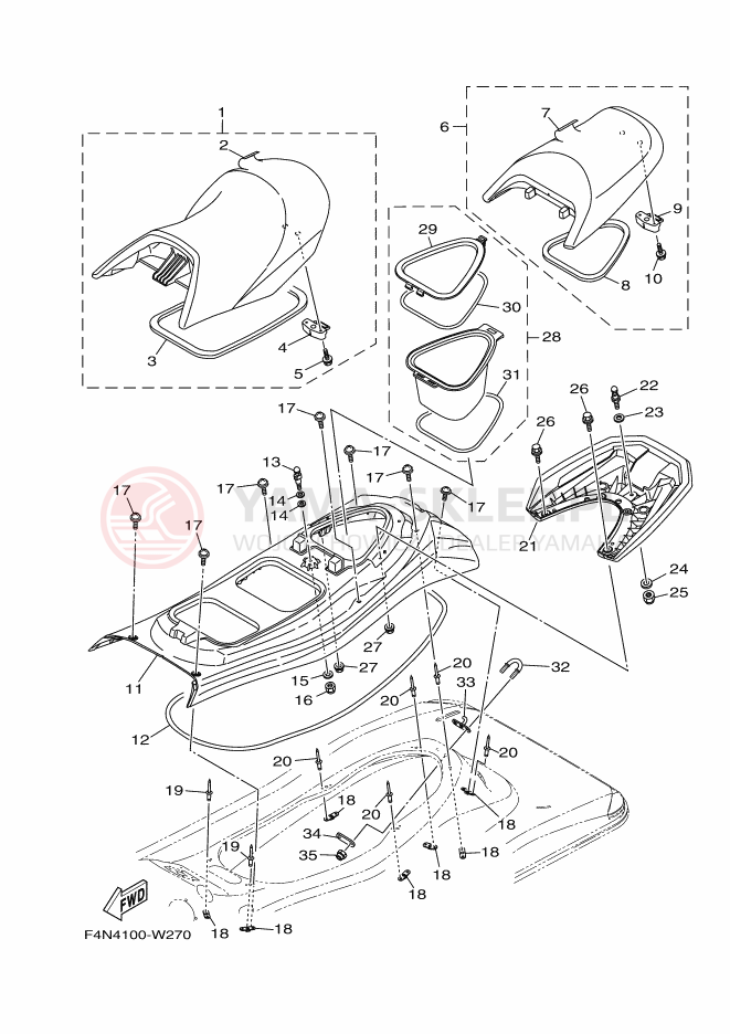Schemat "Siedzenie i schowek" do Yamaha VX1050D-X