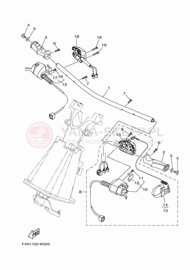 Schemat "Kierownica i osprzęt" do Yamaha VX1050B-X