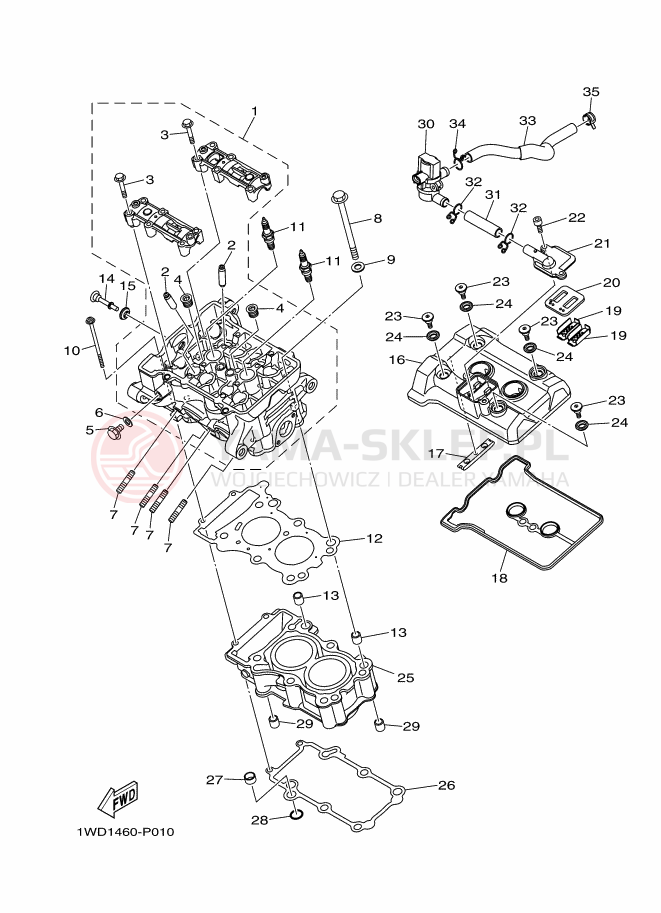 Schemat "głowica" do Yamaha YZF-R25