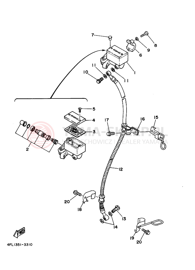 Schemat "Pompa hamulcowa przednia" do Yamaha TZR125