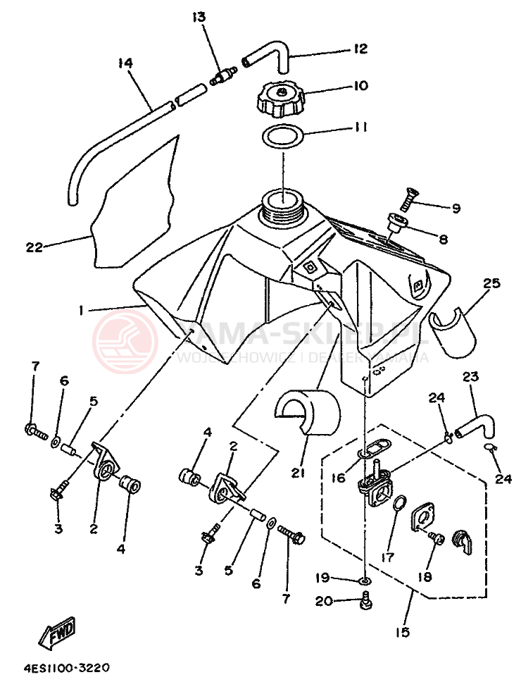 Schemat "zbiornik paliwa" do Yamaha YZ80