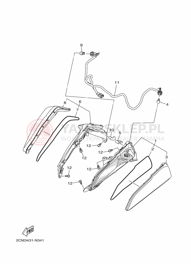 Schemat "kierunkowskazy" do Yamaha TRICITY 125