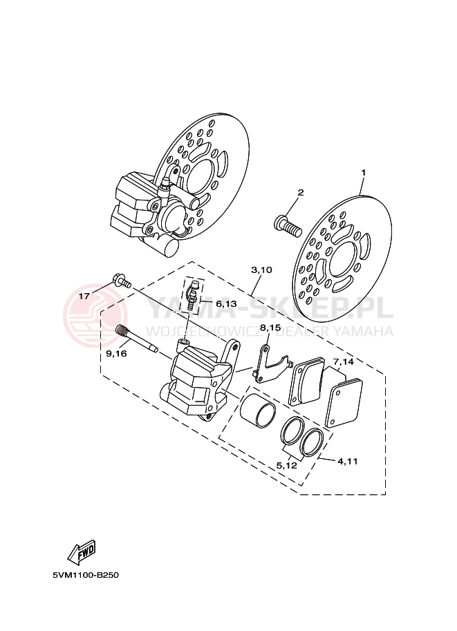 Schemat "Koło przód" do Yamaha BLASTER SPECIAL EDITION