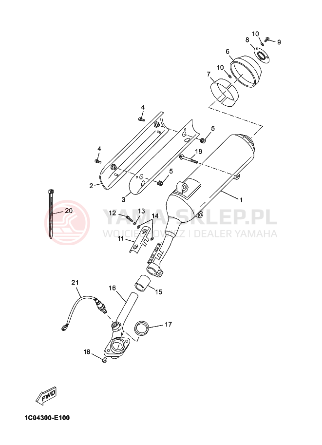Schemat "Wydech końcowy" do Yamaha X-MAX 250