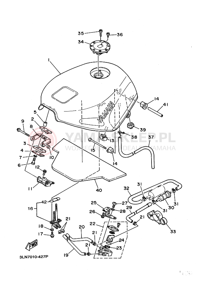 Schemat "zbiornik paliwa" do Yamaha FZR250R