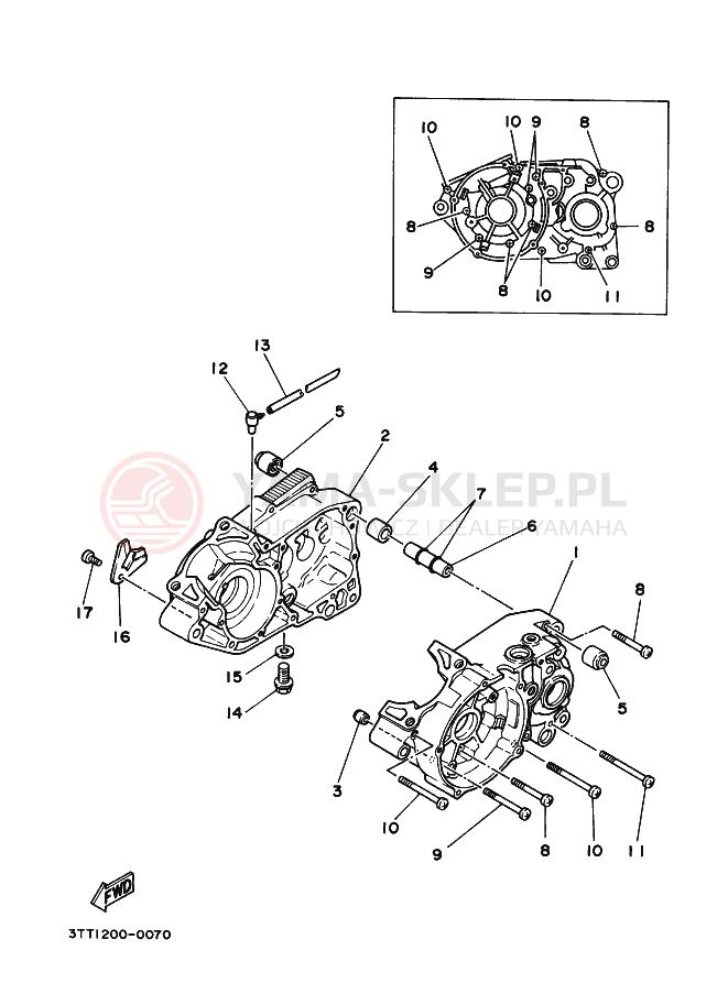 Schemat "Pokrywa silnika" do Yamaha DT125