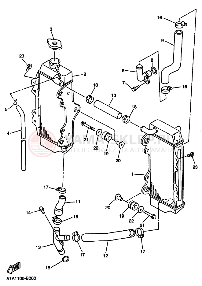 Schemat "Układ chlodzenia" do Yamaha YZ450F