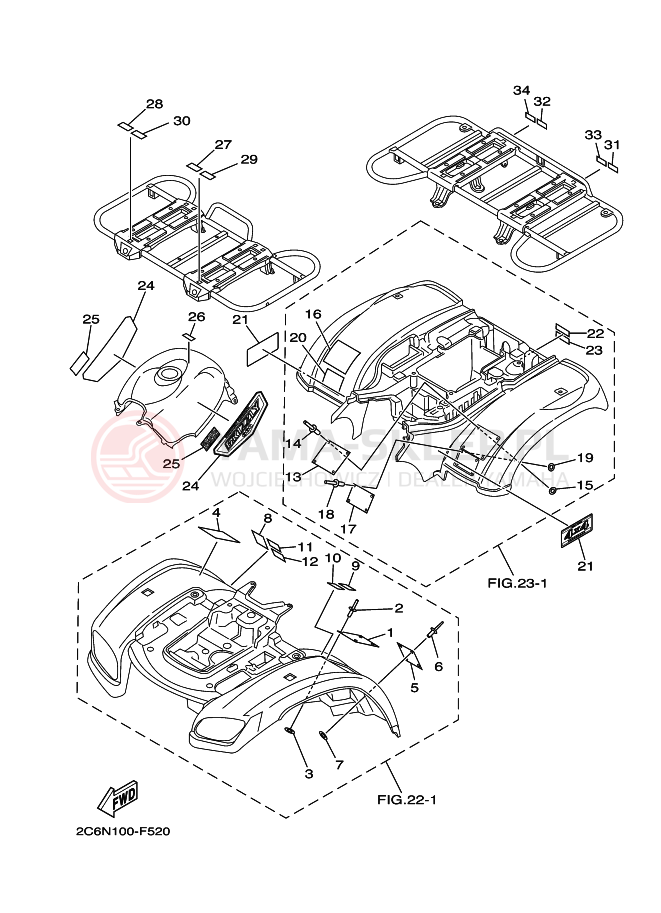 Schemat "naklejki" do Yamaha GRIZZLY