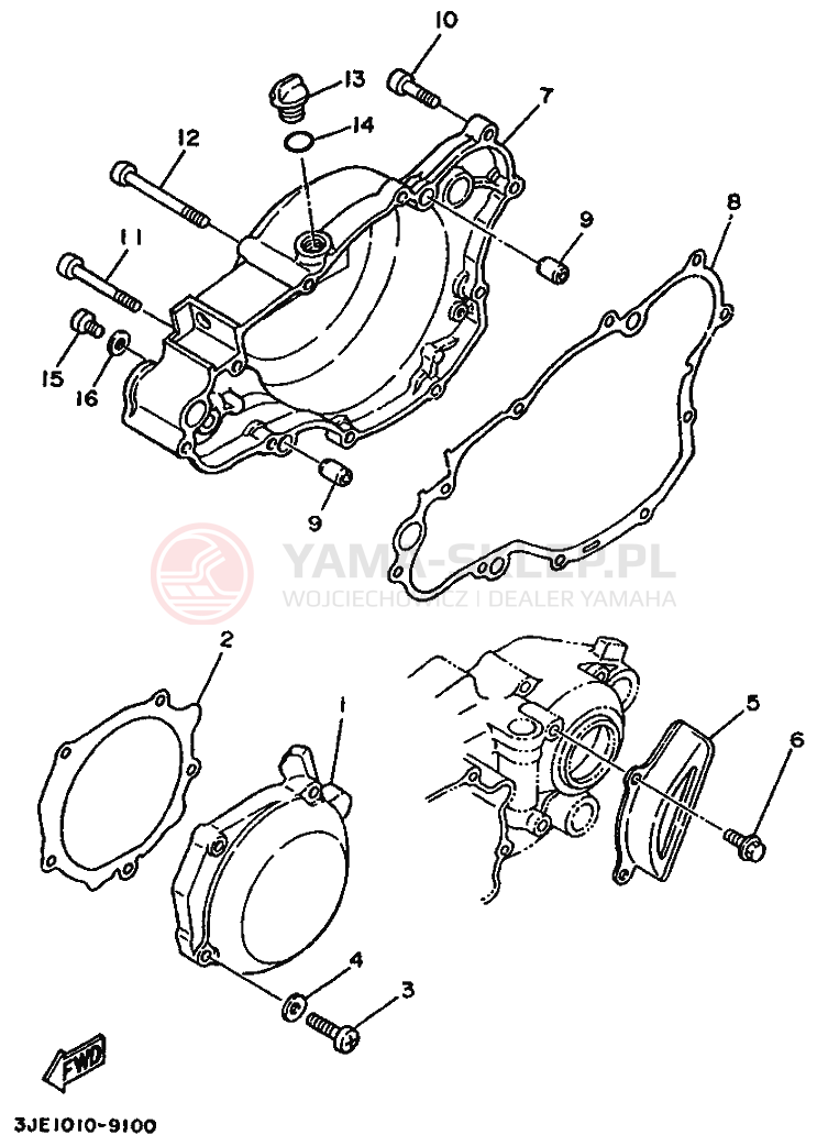Schemat "Pokrywa silnika" do Yamaha YZ250WR WIDE RATIO YZ250
