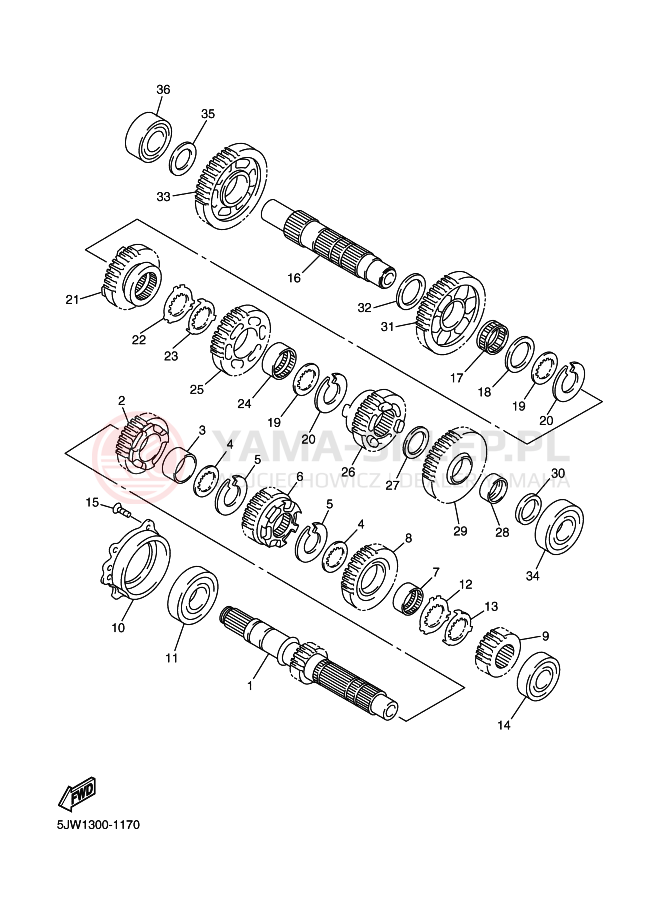 Schemat "Skrzynia biegów " do Yamaha FJR1300A