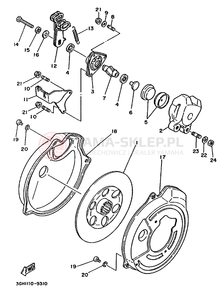 Schemat "Zacisk hamulcowy tylny" do Yamaha MOTO 4 - 250