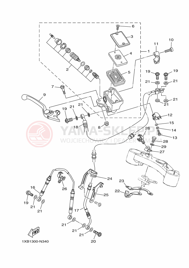 Schemat "Pompa hamulcowa przednia" do Yamaha MT-07 ABS