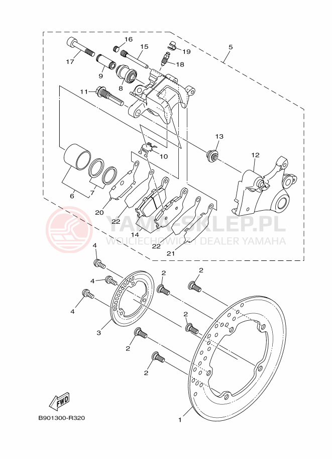 Schemat "Zacisk hamulcowy tylny" do Yamaha XSR900